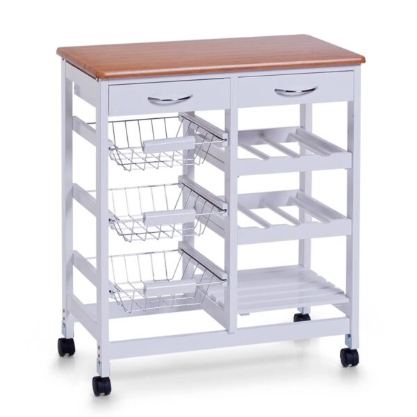 Zeller Küchenrollwagen weiß Bambus B/H/L: ca. 36x76x66 cm – Bild 2