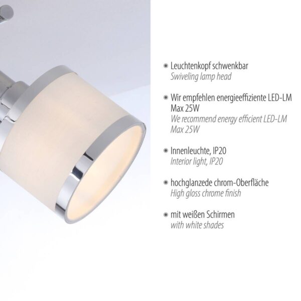 Just Light Spot Accor Chrom weiß Kunststoff B/H/L: ca. 29x22x47 cm E14 2 Brennstellen – Bild 5