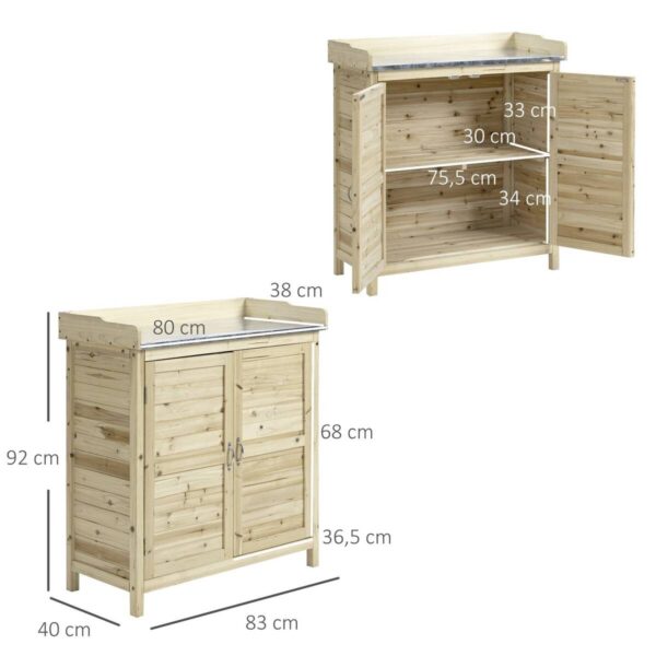 Outsunny Gartenschrank natur Holz B/H/T: ca. 83x92x40 cm – Bild 2