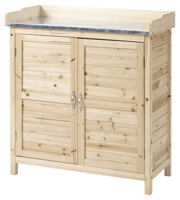 Outsunny Gartenschrank natur Holz B/H/T: ca. 83x92x40 cm – Bild 4