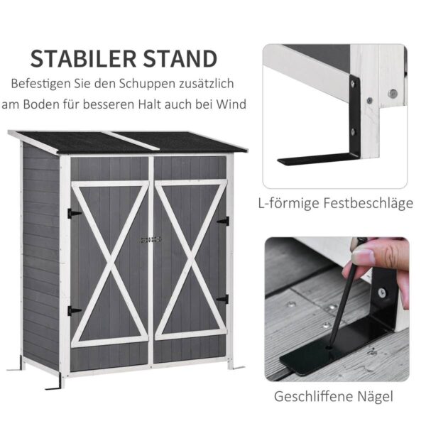 Outsunny Gartenhaus grau B/H/T: ca. 139x160x75 cm Outsunny Gartenhaus grau B/H/T: ca. 139x160x75 cm – Bild 2
