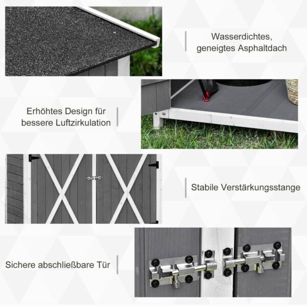 Outsunny Gartenhaus grau B/H/T: ca. 139x160x75 cm Outsunny Gartenhaus grau B/H/T: ca. 139x160x75 cm – Bild 3