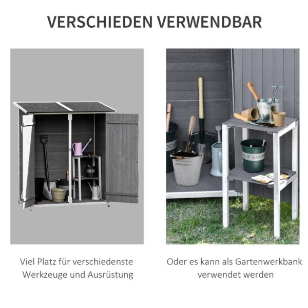 Outsunny Gartenhaus grau B/H/T: ca. 139x160x75 cm Outsunny Gartenhaus grau B/H/T: ca. 139x160x75 cm – Bild 4
