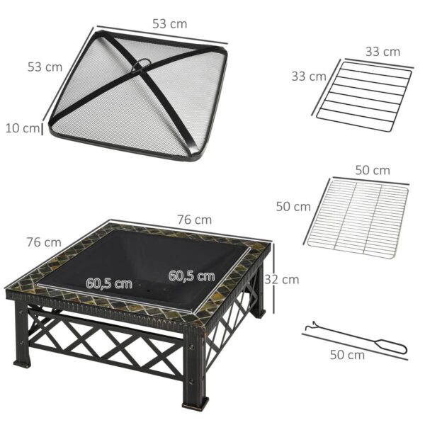 Outsunny Feuerschale schwarz Schiefer B/H/T: ca. 76x47x76 cm – Bild 3