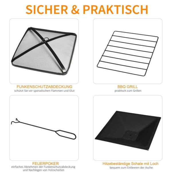 Outsunny Feuerschale schwarz Schiefer B/H/T: ca. 76x47x76 cm – Bild 4