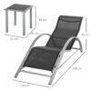 Outsunny Gartenliege-Set mit Tisch schwarz Metall B/H/T: ca. 59x66x169 cm – Bild 3
