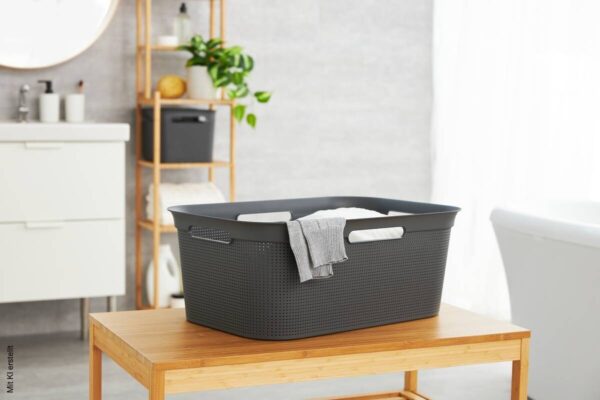 Rotho Wäschekorb anthrazit B/H/L: ca. 39,6x23,2x59,6 cm – Bild 3