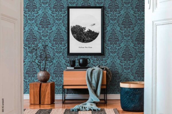 A.S.Creation Vliestapete Attractive Barock türkis grau B/L: ca. 53x1005 cm – Bild 3