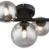GLOBO Deckenleuchte Riha schwarz Metall Rauchglas B/H: ca. 20,8x28,3 cm 3 Brennstellen – Bild 2