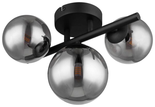 GLOBO Deckenleuchte Riha schwarz Metall Rauchglas B/H: ca. 20,8x28,3 cm 3 Brennstellen – Bild 3