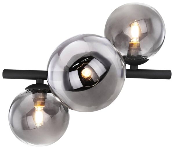 GLOBO Deckenleuchte Riha schwarz Metall Rauchglas B/H: ca. 20,8x28,3 cm 3 Brennstellen – Bild 5