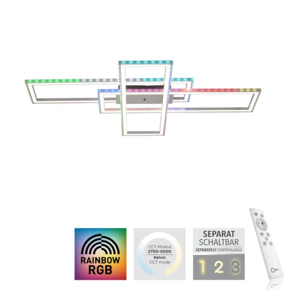 Just Light LED-Deckenleuchte FELIX60 14637-55 stahlfarbig weiß Kunststoff Stahl B/H/T: ca. 101x6,9x71 cm 2 Brennstellen Just Light LED-Deckenleuchte FELIX60 14637-55 stahlfarbig weiß Kunststoff Stahl B/H/T: ca. 101x6,9x71 cm 2 Brennstellen – Bild 4