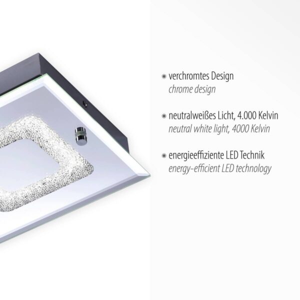 Just Light LED-Deckenleuchte LISA 11571-17 Chrom klar Glas Metall B/H/T: ca. 20x5,8x36 cm 2 Brennstellen – Bild 2