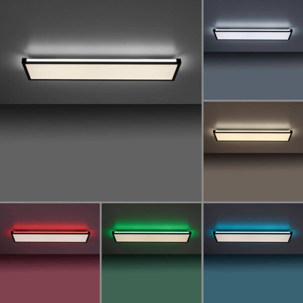 Just Light LED-Deckenleuchte MARIO 11622-18 schwarz weiß Kunststoff Metall B/H/T: ca. 25x7,1x100 cm 2 Brennstellen – Bild 2