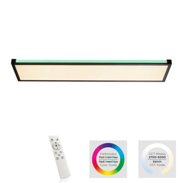 Just Light LED-Deckenleuchte MARIO 11622-18 schwarz weiß Kunststoff Metall B/H/T: ca. 25x7,1x100 cm 2 Brennstellen – Bild 4
