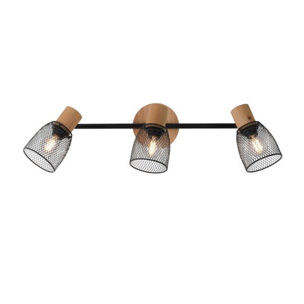 Just Light Spotbalken TAMIS 15193-79 schwarz natur Holz Metall B/H/T: ca. 65x22x24 cm E14 3 Brennstellen – Bild 5