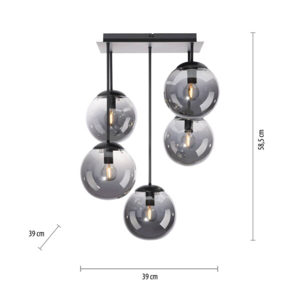 Just Light Deckenleuchte BIG WIDOW 14602-18 schwarz Rauchglas Metall B/H: ca. 39x58,5 cm E14 5 Brennstellen – Bild 2