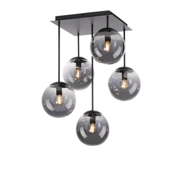 Just Light Deckenleuchte BIG WIDOW 14602-18 schwarz Rauchglas Metall B/H: ca. 39x58,5 cm E14 5 Brennstellen – Bild 4