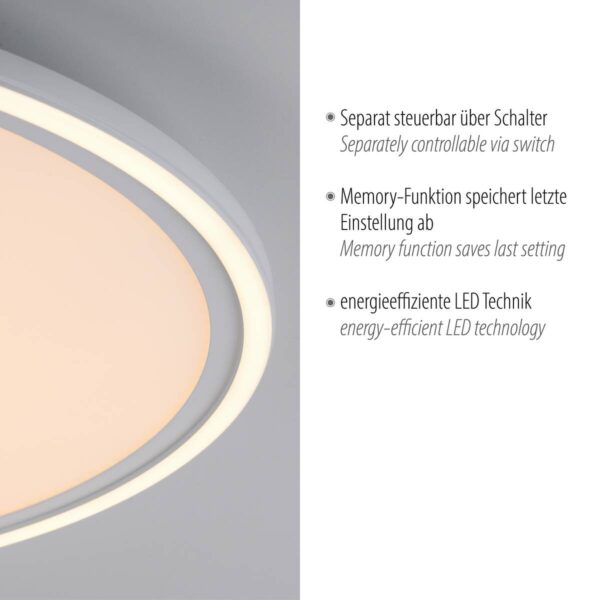 Just Light LED-Deckenleuchte BEDGING 14883-16 weiß Eisen Kunststoff H/D: ca. 6,5x40 cm 2 Brennstellen – Bild 2