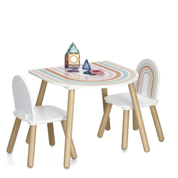 Zeller Kindertisch mit 2 Stühlen Rainbow bunt Kiefer B/H/T: ca. 55x55x45 cm – Bild 5