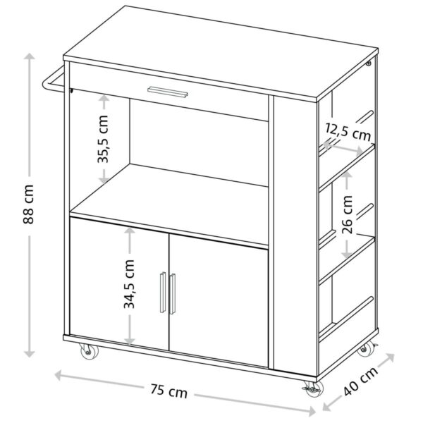 Kesper Küchenwagen grau Spanplatte B/H/T: ca. 75x88x40 cm – Bild 5