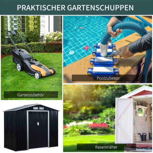 Outsunny Gartenhaus grau B/H/L: ca. 130x185x213 cm – Bild 3