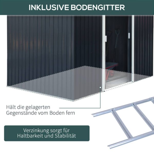 Outsunny Gartenhaus grau B/H/L: ca. 195x192x277 cm Outsunny Gartenhaus grau B/H/L: ca. 195x192x277 cm – Bild 2