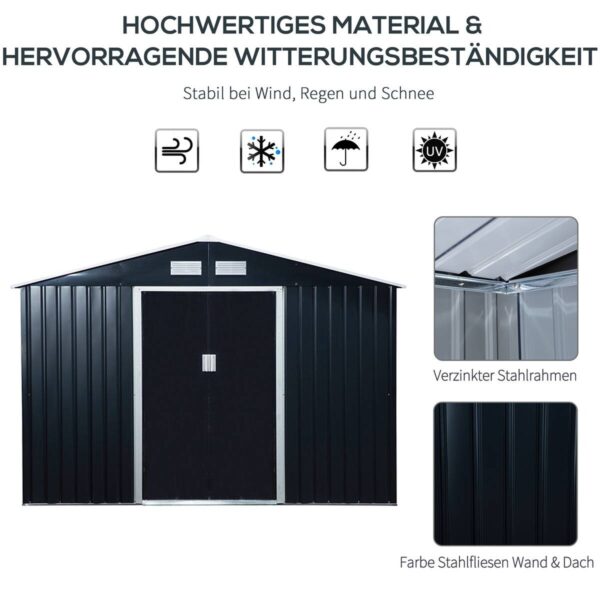 Outsunny Gartenhaus grau B/H/L: ca. 195x192x277 cm Outsunny Gartenhaus grau B/H/L: ca. 195x192x277 cm – Bild 5