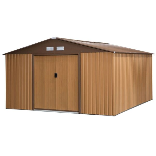 Outsunny Gartenhaus braun B/H/L: ca. 386x200x340 cm – Bild 4