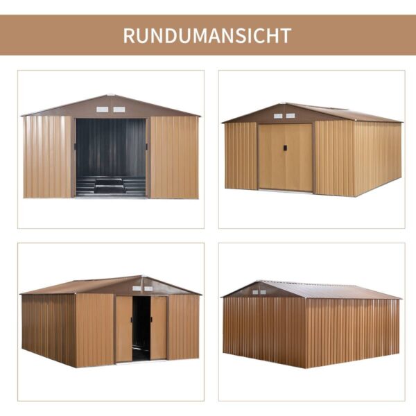 Outsunny Gartenhaus braun B/H/L: ca. 386x200x340 cm – Bild 5