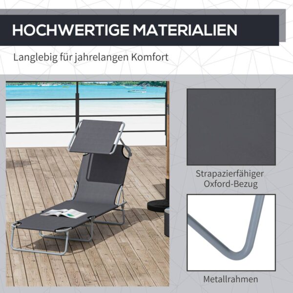 Outsunny Sonnenliege grau Metall B/H/L: ca. 58x36x187 cm – Bild 4