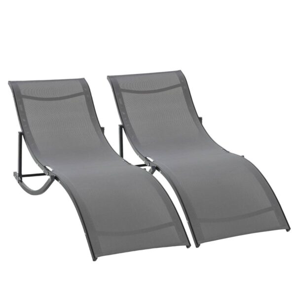 Outsunny Gartenliege 2er Set dunkelgrau Aluminium B/H/L: ca. 61x63x165 cm – Bild 4