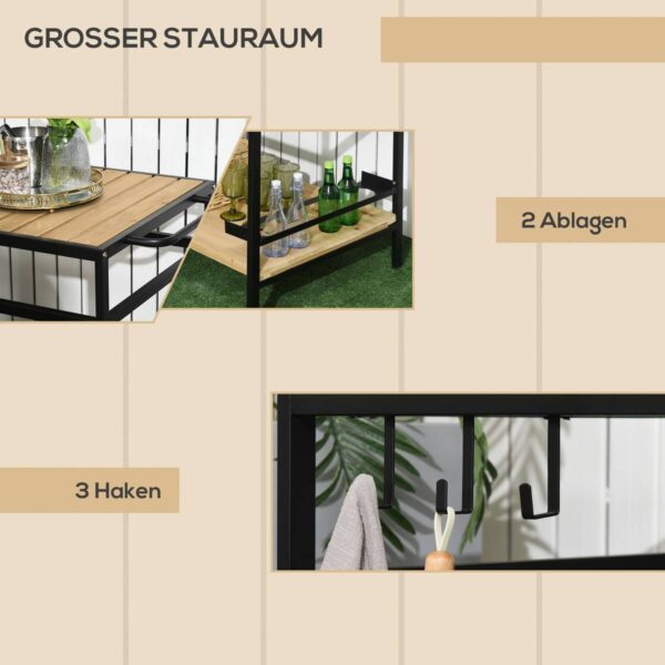 Outsunny Servierwagen natur Stahl B/H/L: ca. 65x80x107 cm – Bild 3
