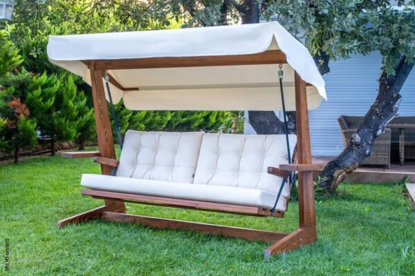 Westmann Hollywoodschaukel Viva beige Holz B/H/L: ca. 237x175x115 cm – Bild 4