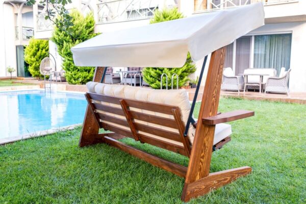 Westmann Hollywoodschaukel Viva beige Holz B/H/L: ca. 237x175x115 cm – Bild 5