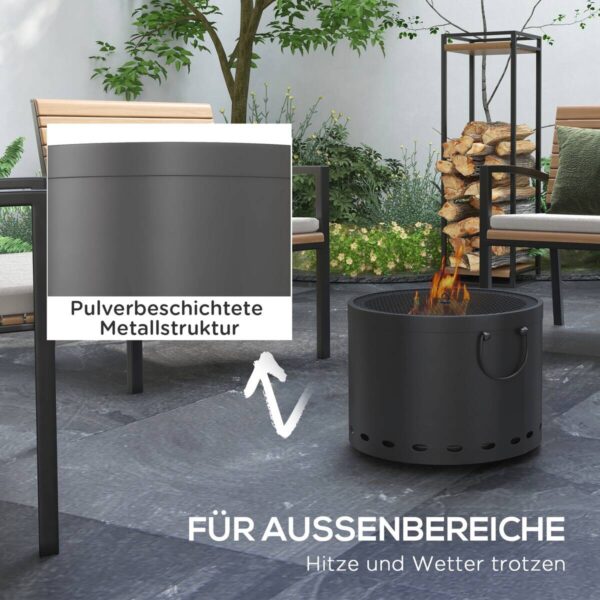Outsunny Feuerschale dunkelgrau Polypropylen B/H/L: ca. 38x38x27 cm – Bild 3