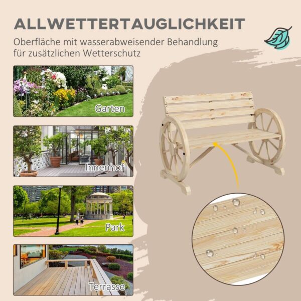 Outsunny Gartenbank natur Holz B/H/L: ca. 56x105,5x79 cm – Bild 2