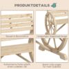 Outsunny Gartenbank natur Holz B/H/L: ca. 56x105,5x79 cm – Bild 3