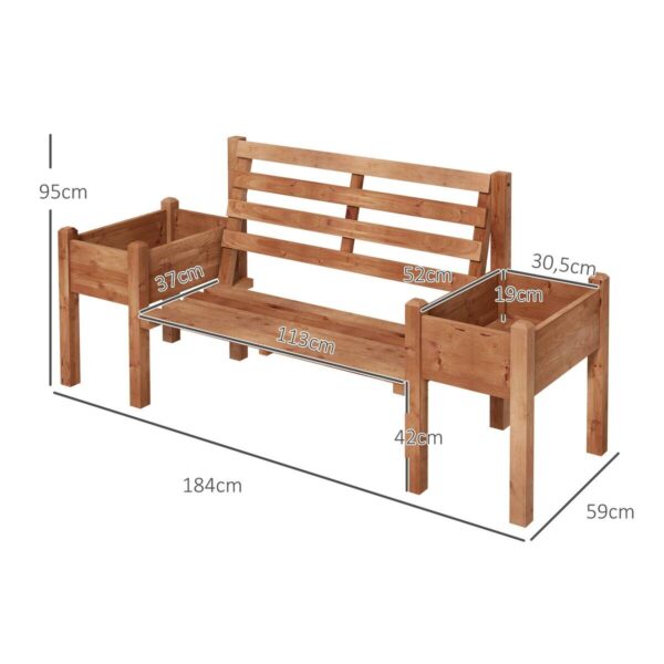 Outsunny Gartenbank braun Polypropylen B/H/L: ca. 59x184x95 cm Outsunny Gartenbank braun Polypropylen B/H/L: ca. 59x184x95 cm – Bild 3