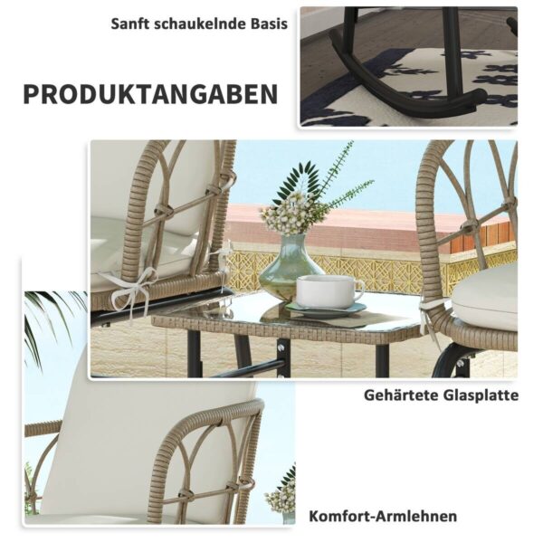 Outsunny Sitzgruppe creme Edelstahl B/H/L: ca. 82x63x75 cm Outsunny Sitzgruppe creme Edelstahl B/H/L: ca. 82x63x75 cm – Bild 3
