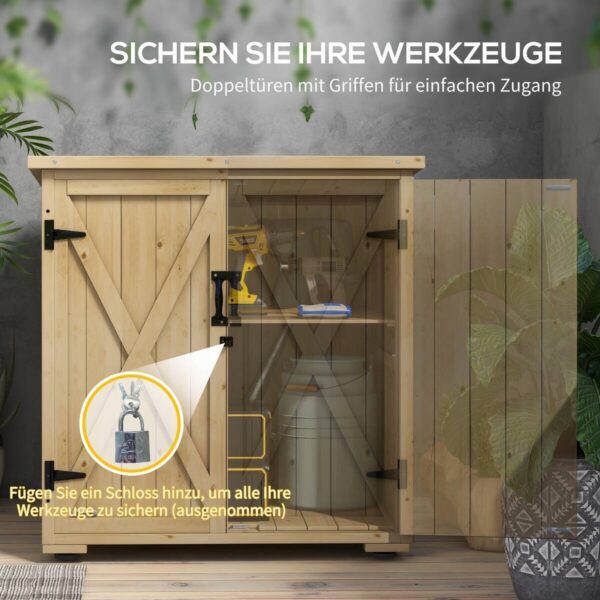 Outsunny Gartenschrank natur Polypropylen B/H/L: ca. 88x77,5x90 cm – Bild 2