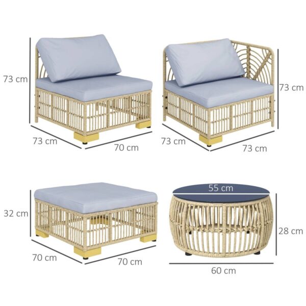 Outsunny Sitzgruppe grau Polyester B/H/L: ca. 73x73x73 cm Outsunny Sitzgruppe grau Polyester B/H/L: ca. 73x73x73 cm – Bild 2