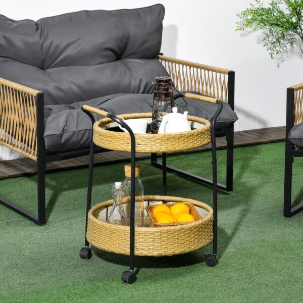 Outsunny Servierwagen gelb Edelstahl B/H/L: ca. 50x50x66 cm – Bild 2