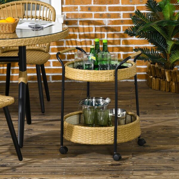 Outsunny Servierwagen gelb Edelstahl B/H/L: ca. 50x50x66 cm – Bild 3