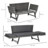 Outsunny Gartensofa grau Polyrattan B/H/L: ca. 63x129x67 cm – Bild 2
