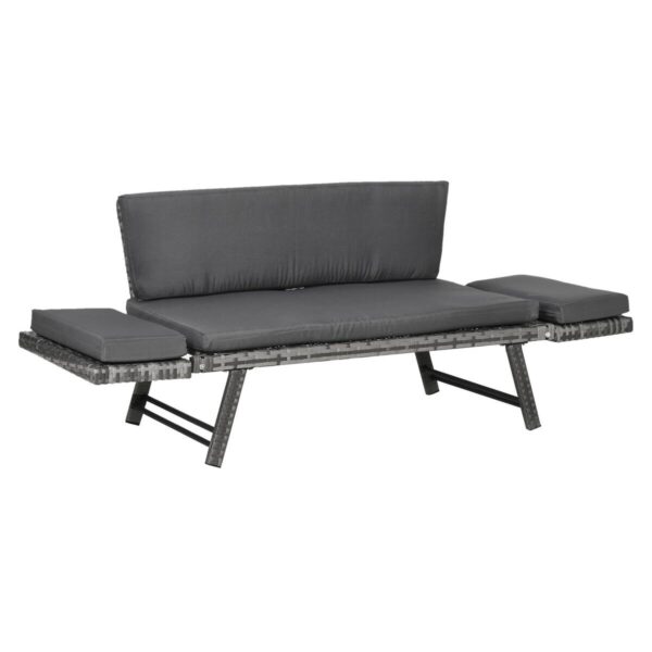 Outsunny Gartensofa grau Polyrattan B/H/L: ca. 63x129x67 cm – Bild 3