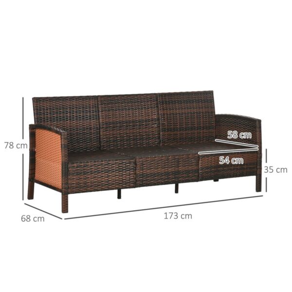 Outsunny Gartensofa braun Stahl B/H/L: ca. 68x78x173 cm – Bild 3