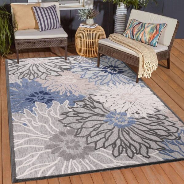 Sanat Outdoorteppich FLORAL grau B/L: ca. 120x170 cm – Bild 4