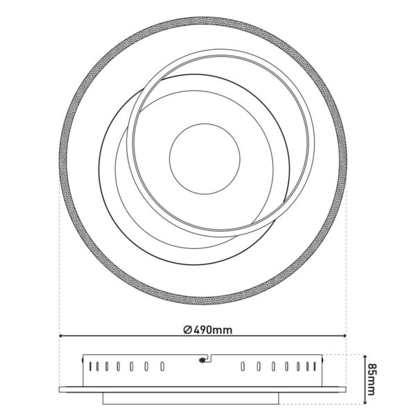 Näve Leuchten Deckenleuchte Metall Kunststoff B/H/T: ca. 49x8,5x49 cm 3 Brennstellen – Bild 2