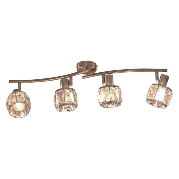 Näve Leuchten Spotleuchte 1280950 stahlfarbig Glas Metall B/H/T: ca. 9,2x18x70 cm 4 Brennstellen – Bild 3